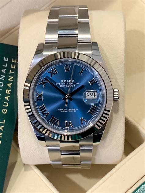 rolex datejust 41 blue dial stainless steel men& 39